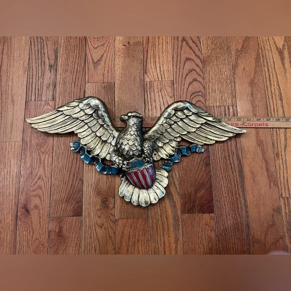 Syroco Bald Eagle Shield Hanging Plaque 5172 USA 22.5" Vintage Retro MCM 1966